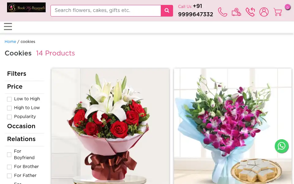 Screenshot of bookmybouquets.com