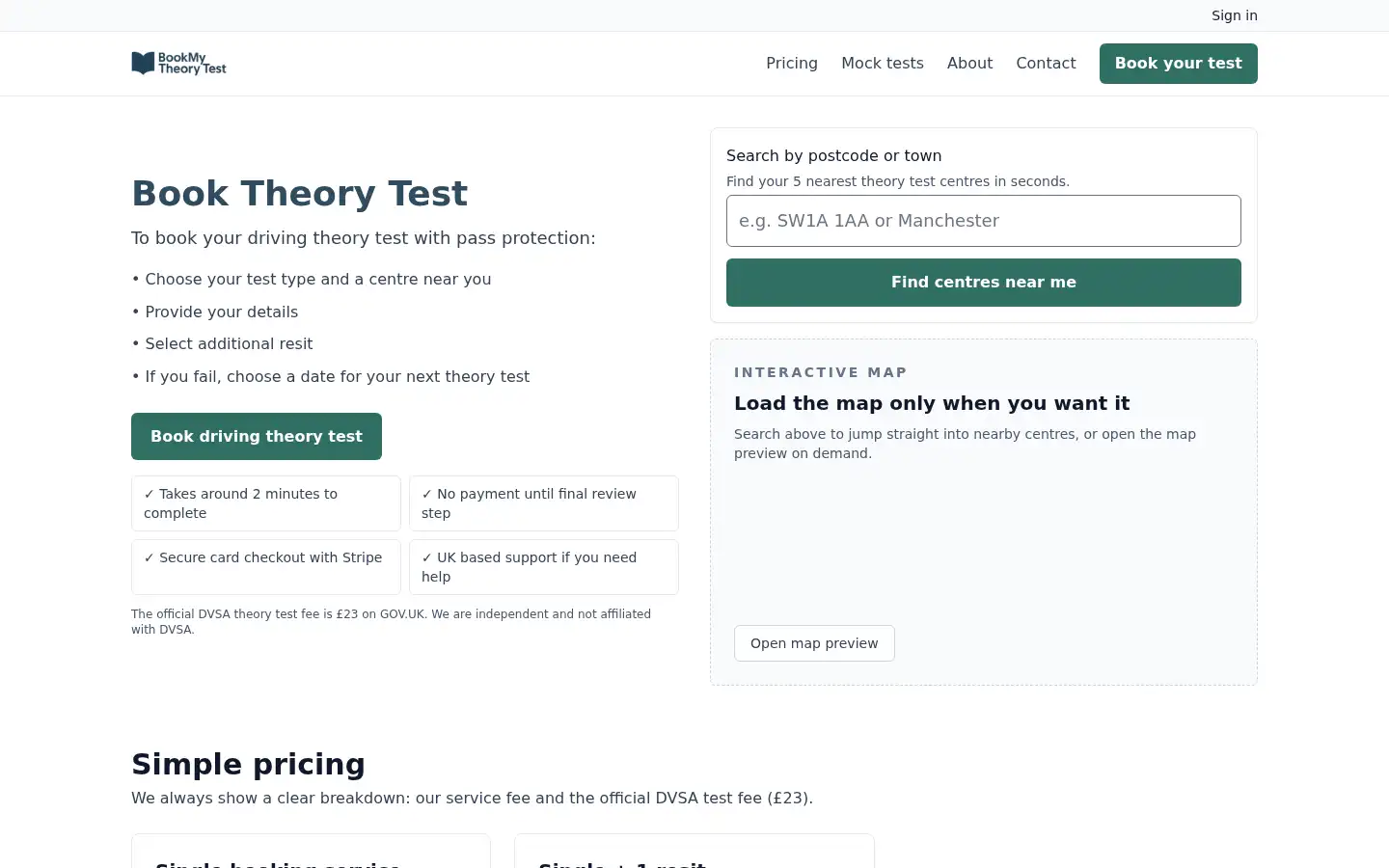 Screenshot of bookmytheorytest.com