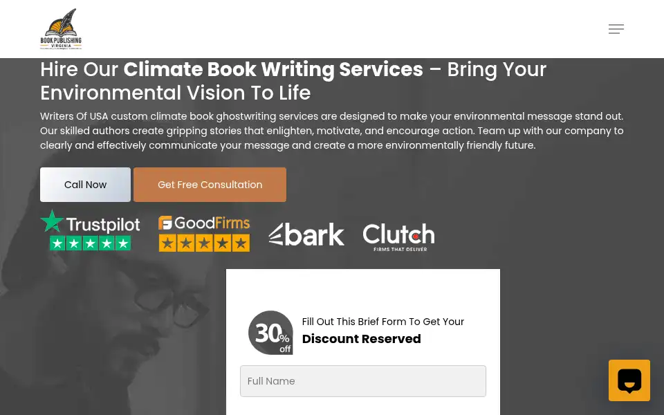 Screenshot of bookpublishingvirginia.com