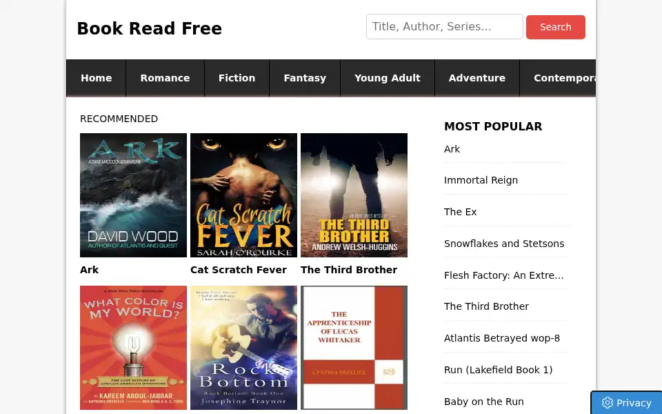 Screenshot of bookreadfree.com