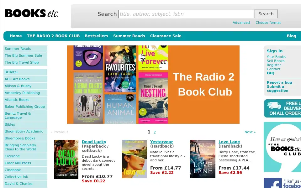 Screenshot of booksetc.co.uk