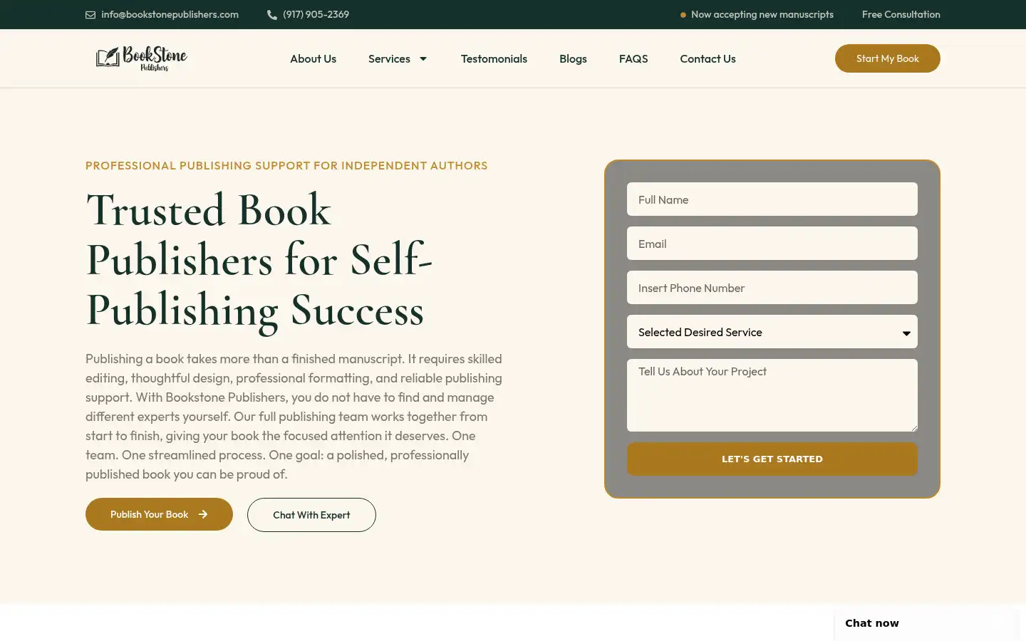 Screenshot of bookstonepublishers.com