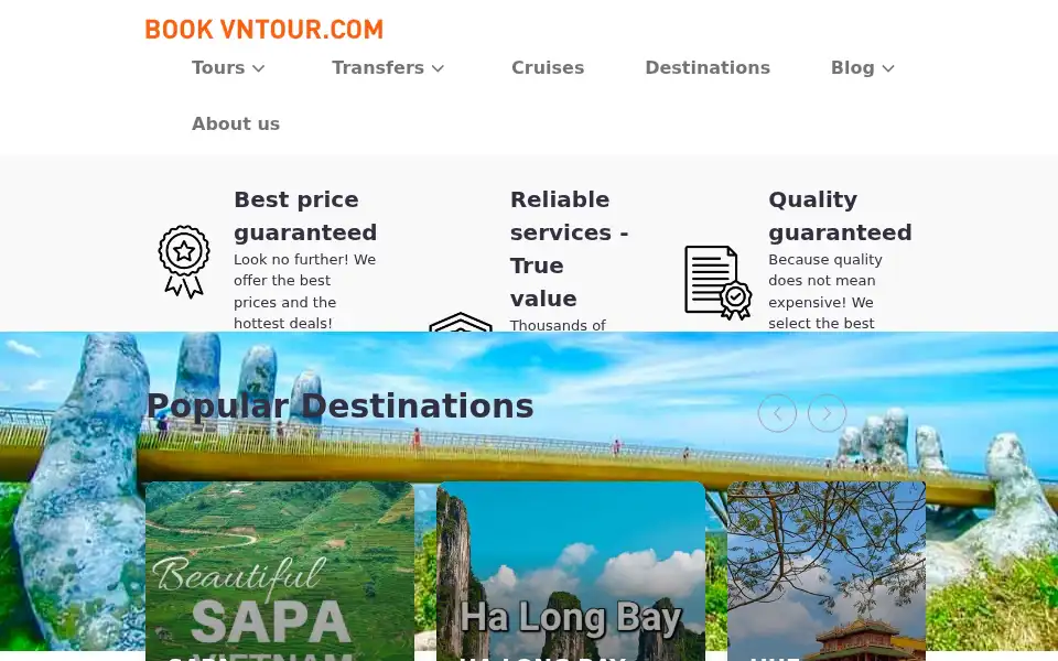 Screenshot of bookvntour.com
