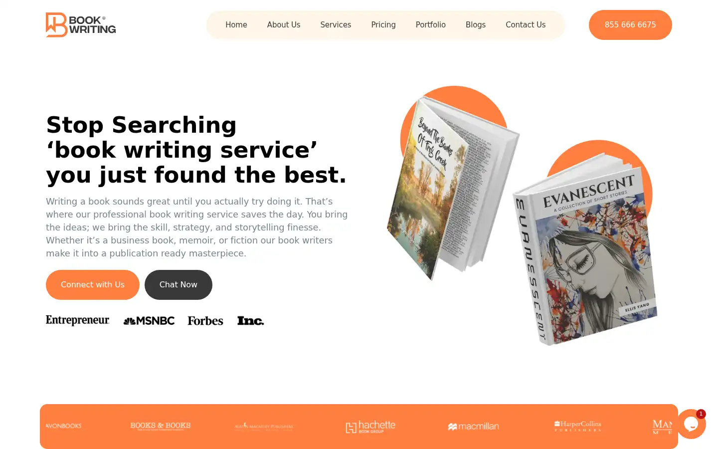Screenshot of bookwriting.us