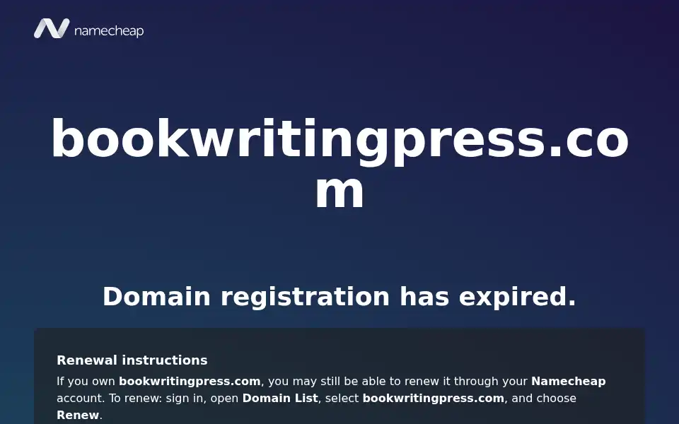 Screenshot of bookwritingpress.com