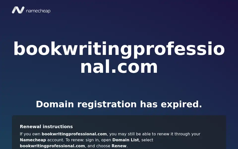 Screenshot of bookwritingprofessional.com