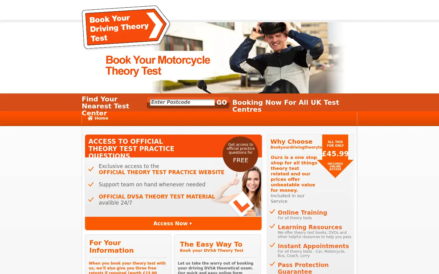 Screenshot of bookyourdrivingtheorytest.org