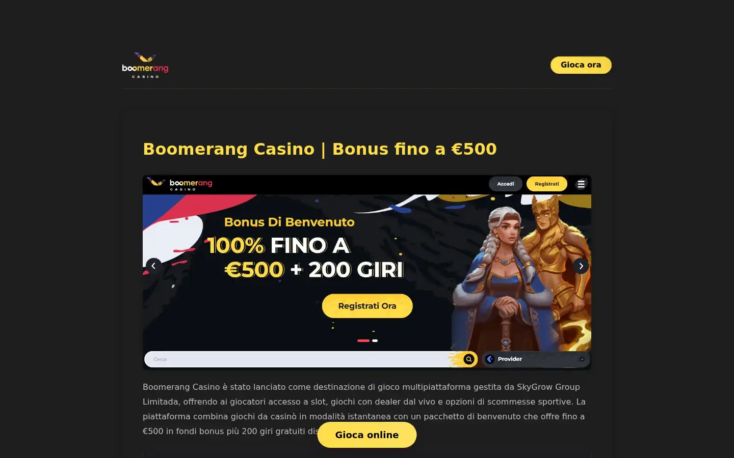 Screenshot of boomerang.co.it