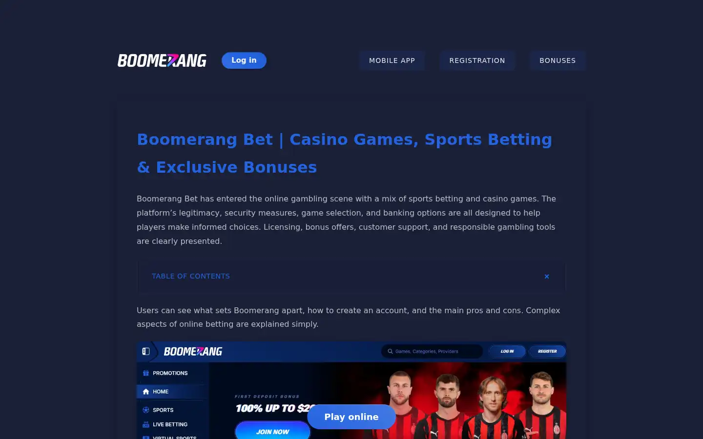 Screenshot of boomerangbet.co.nz