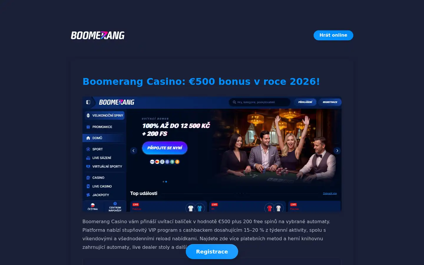 Screenshot of boomerangcasinos.cz