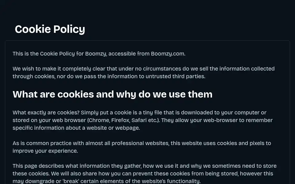 Screenshot of boomzy.com