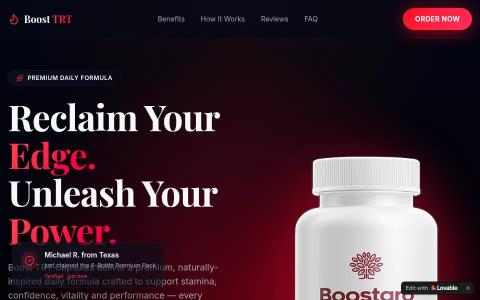 Screenshot of boost-trt-capsules-us.lovable.app