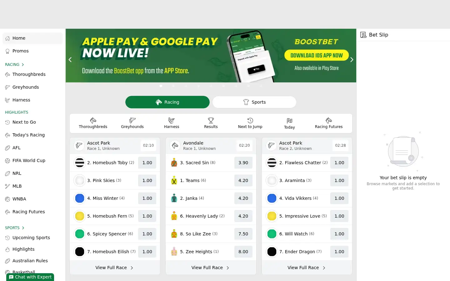 Screenshot of boostbet.com.au