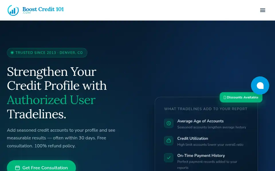 Screenshot of boostcredit101.com