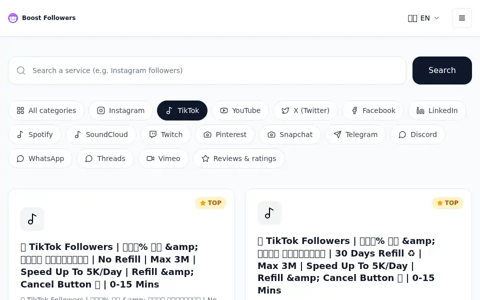 Screenshot of boostfollowers.net