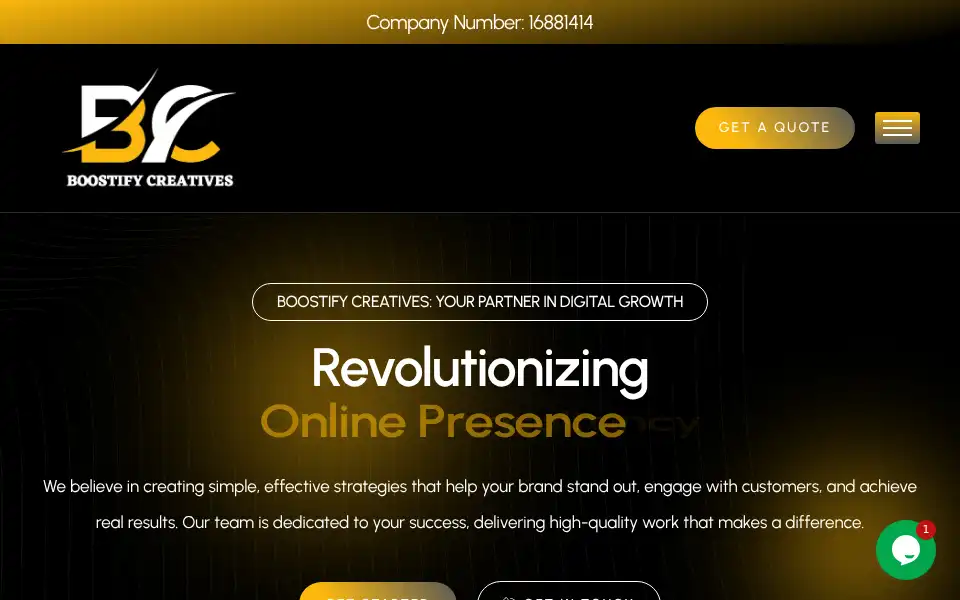 Screenshot of boostifycreatives.com