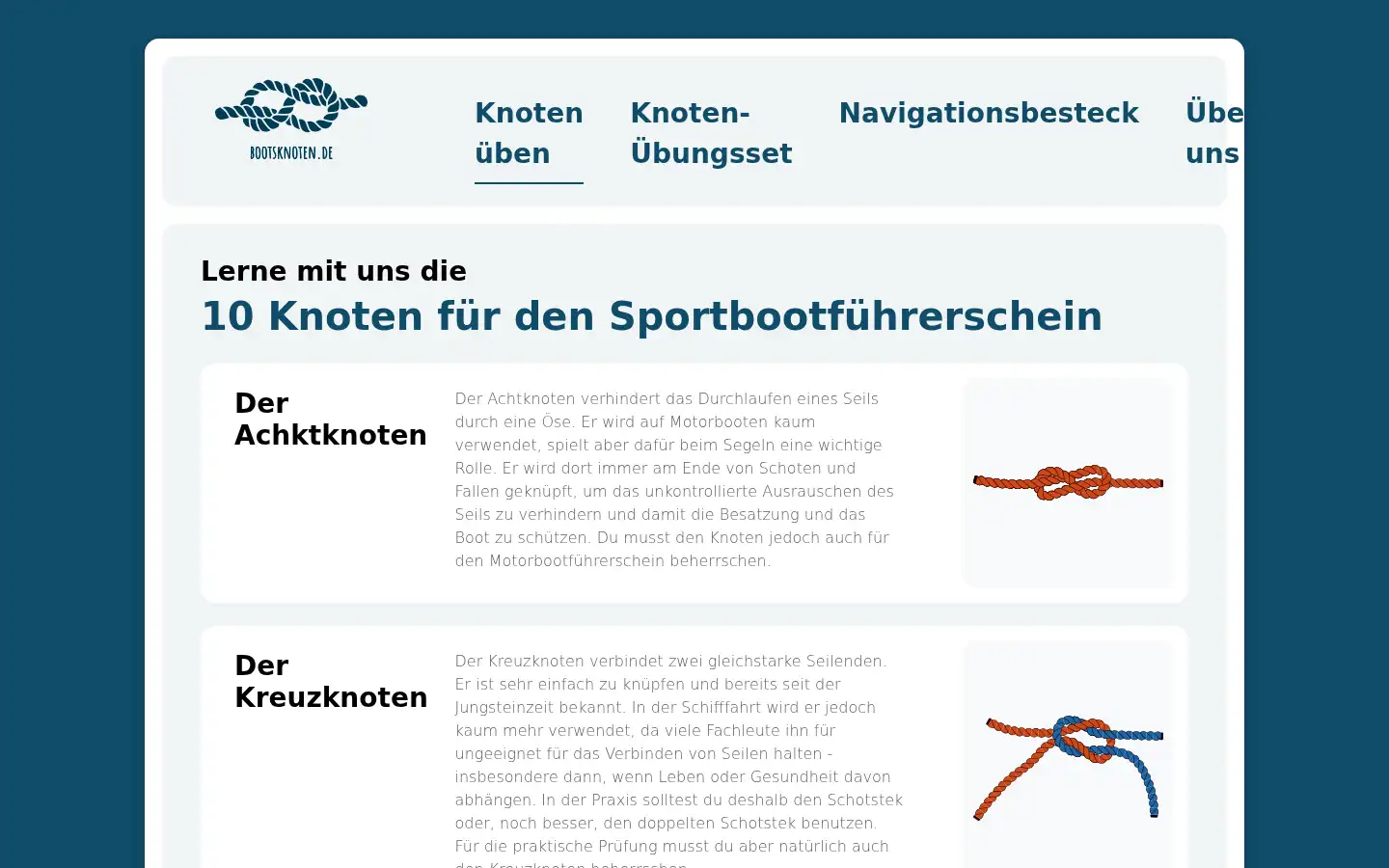 Screenshot of bootsknoten.de