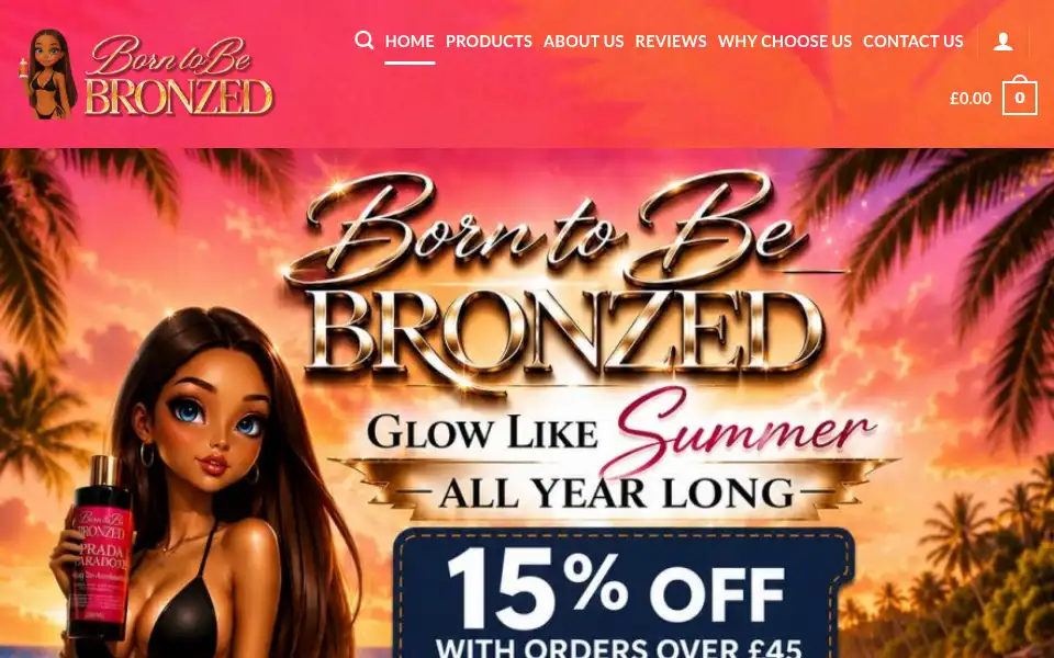 Screenshot of borntobebronzed.co.uk
