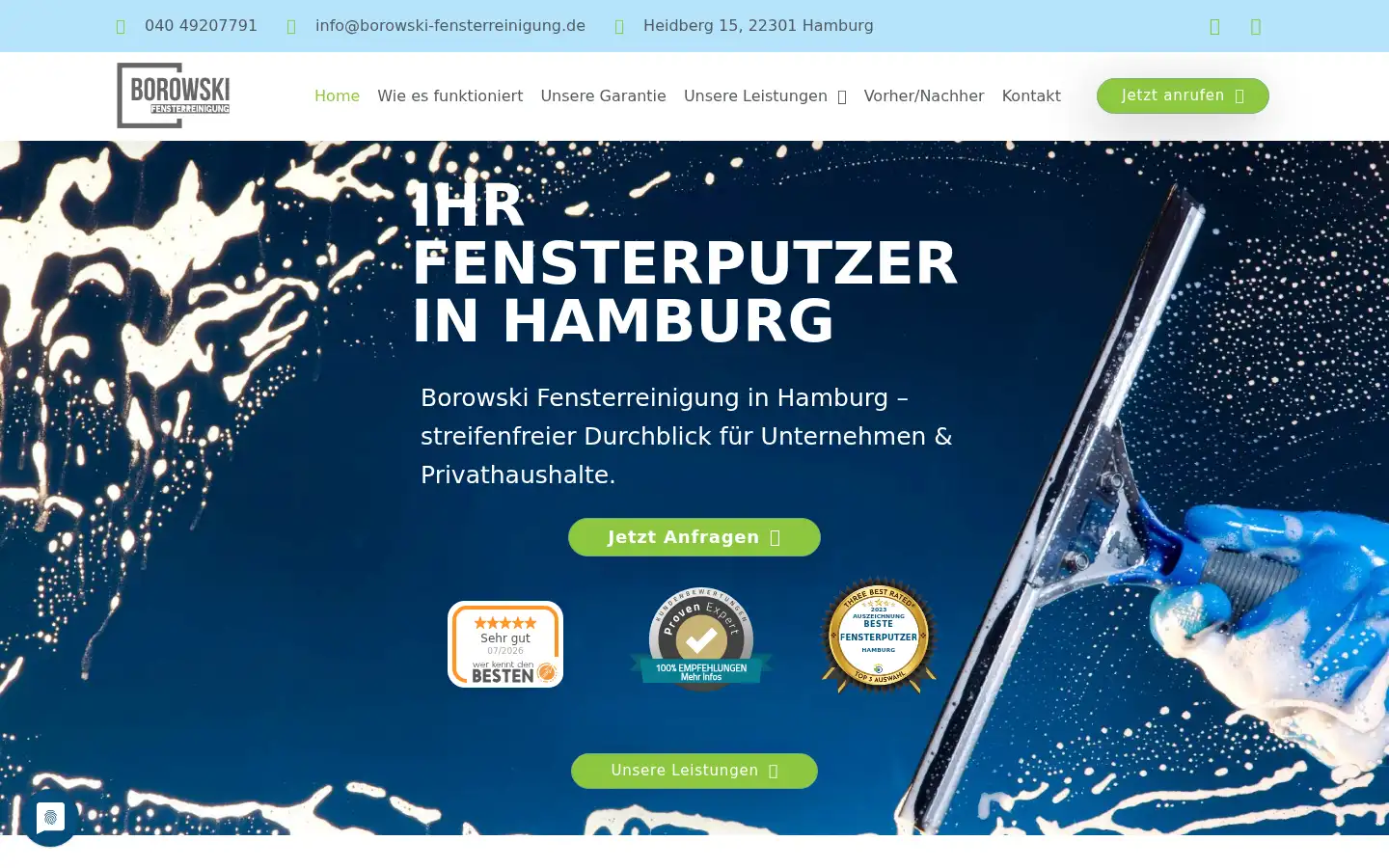 Screenshot of borowski-fensterreinigung.de