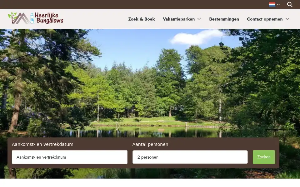 Screenshot of bosbungalows.nl