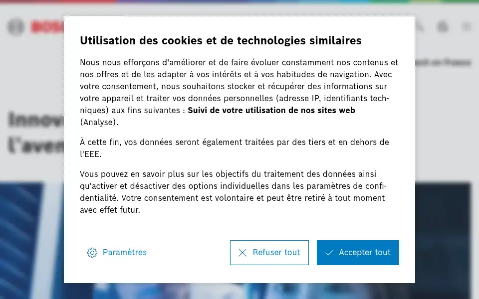 Screenshot of bosch.fr
