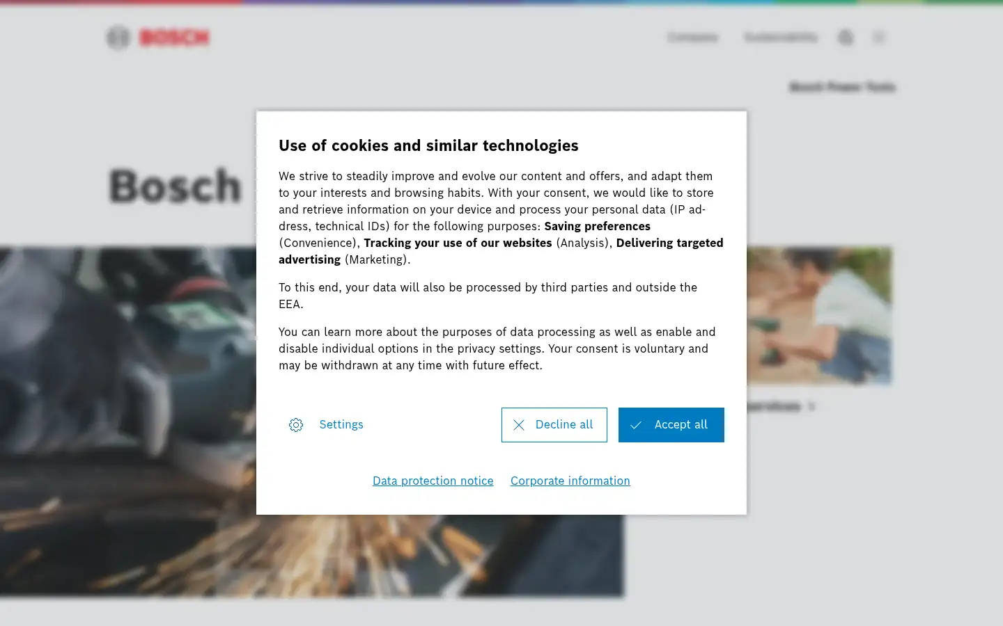 Screenshot of bosch-pt.dk