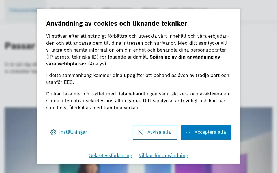 Screenshot of bosch.se