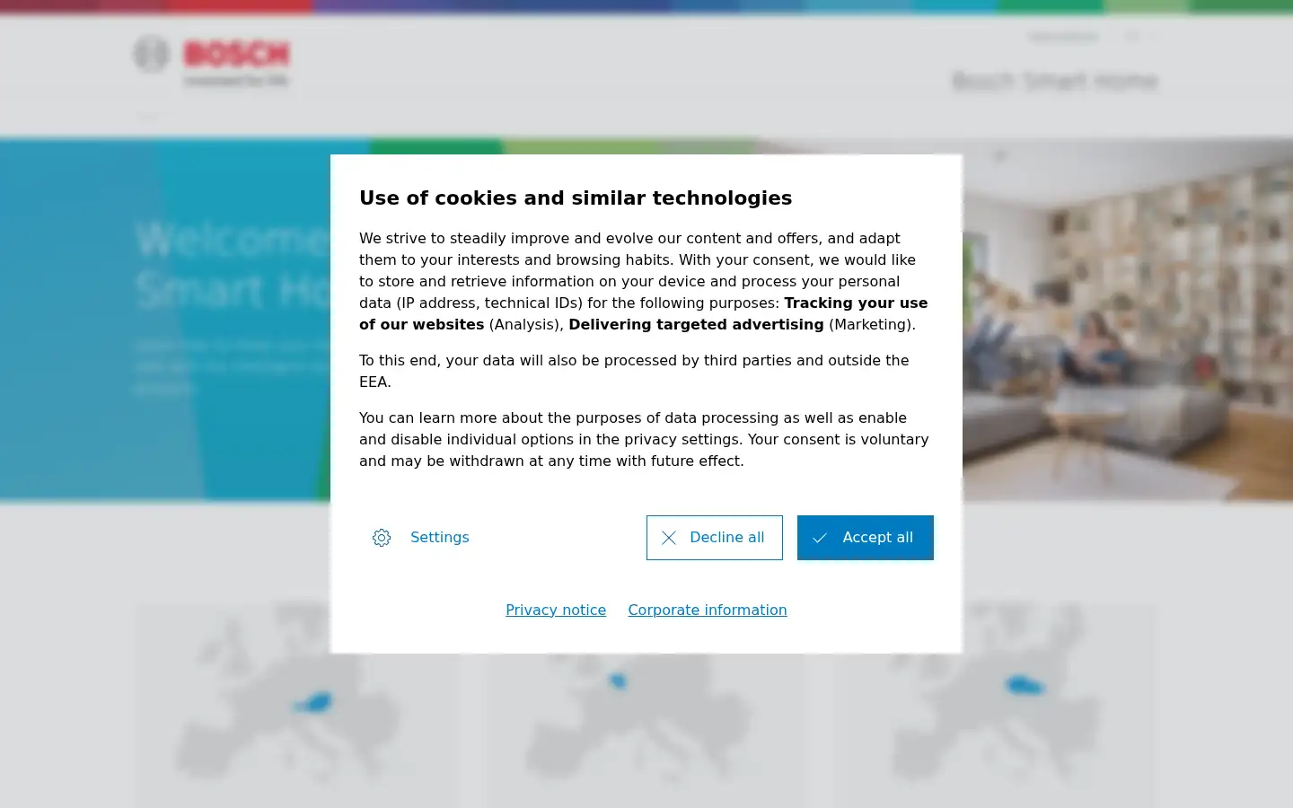 Screenshot of bosch-smarthome.com