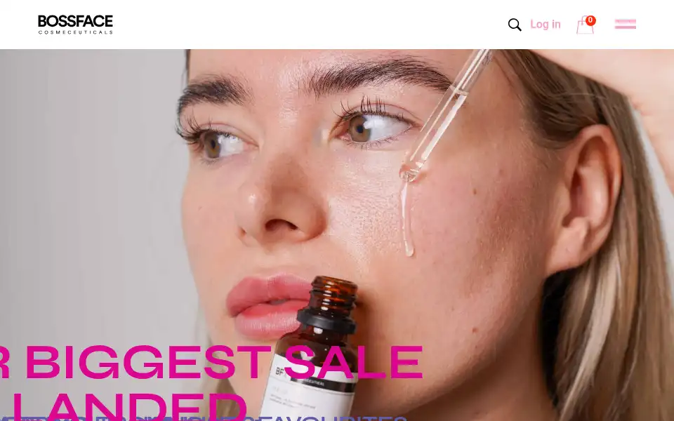 Screenshot of bossfacecosmeceuticals.co.uk