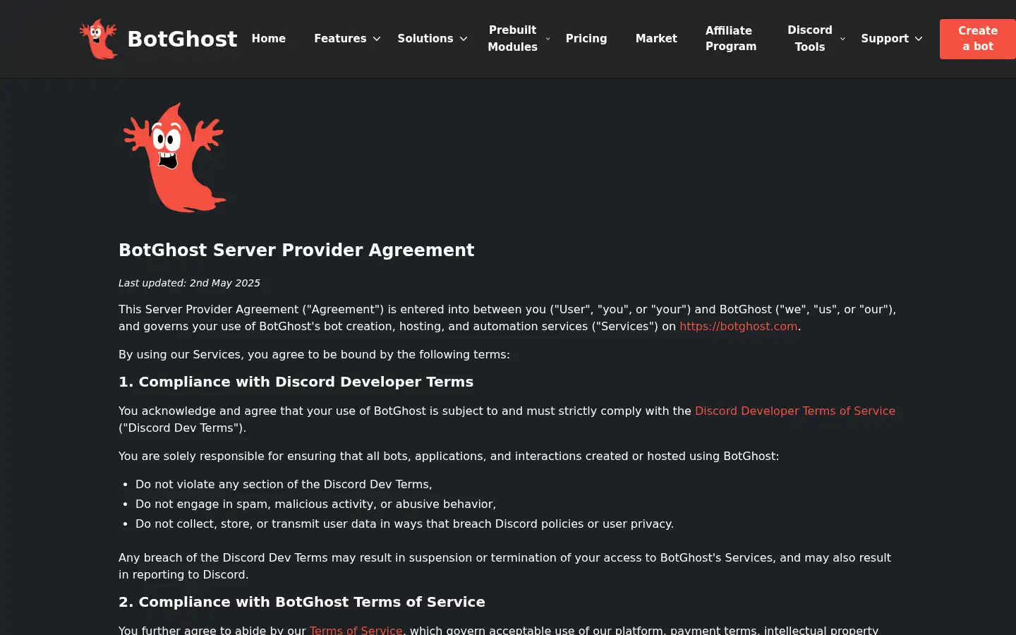 Screenshot of botghost.com