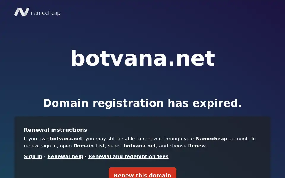 Screenshot of botvana.net