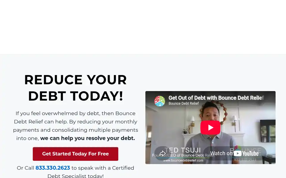 Screenshot of bouncedebtrelief.com