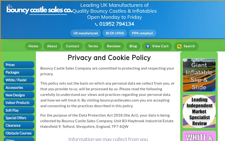 Screenshot of bouncycastlesales.com