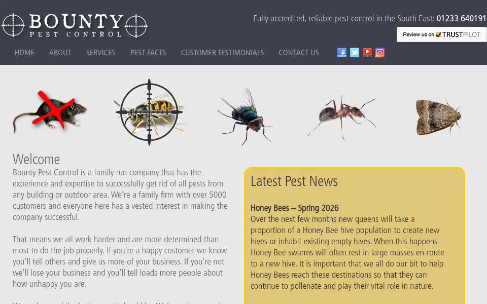 Screenshot of bountypestcontrol.co.uk