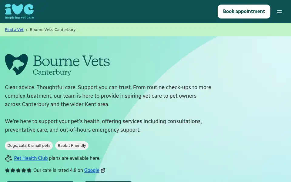 Screenshot of bournevets.co.uk