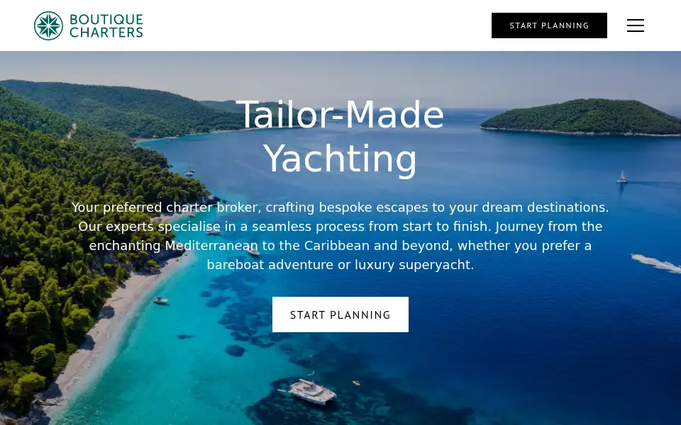 Screenshot of boutiquecharters.com