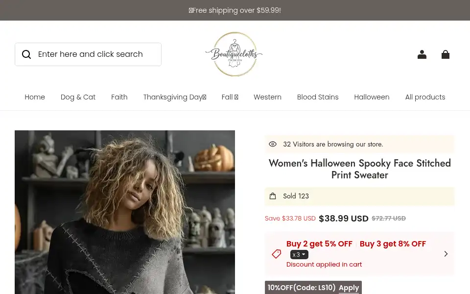 Screenshot of boutiquecloths.com