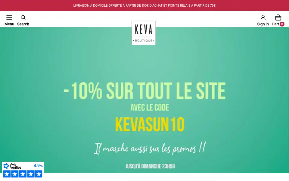 Screenshot of boutiquekeva.com