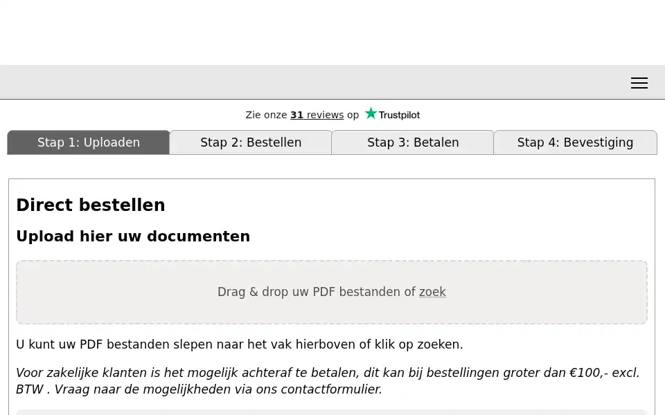 Screenshot of bouwtekeningprinten.com