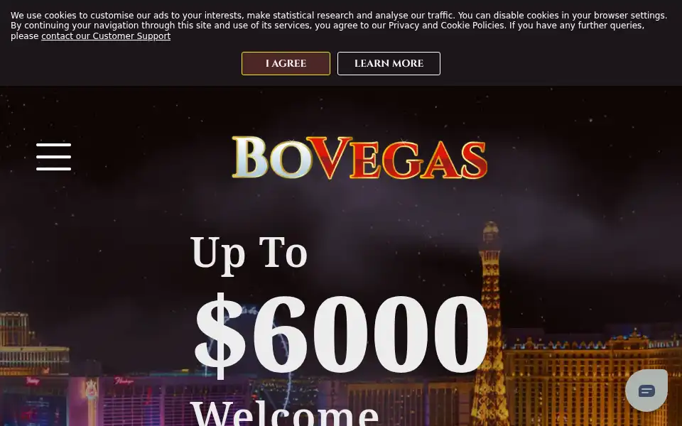 Screenshot of bovegas.com
