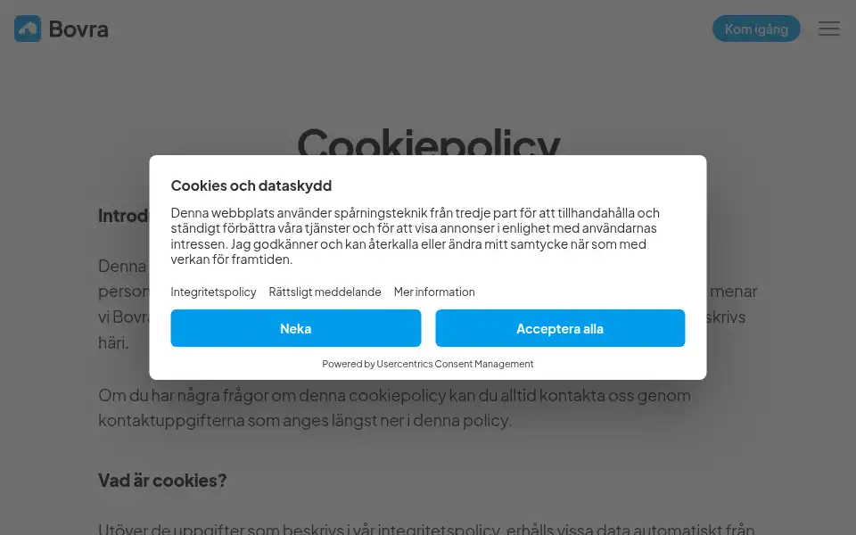 Screenshot of bovra.se