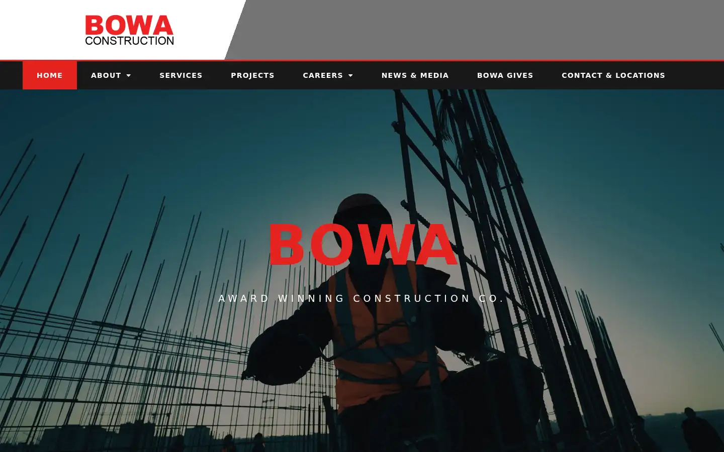 Screenshot of bowaconstruction.com