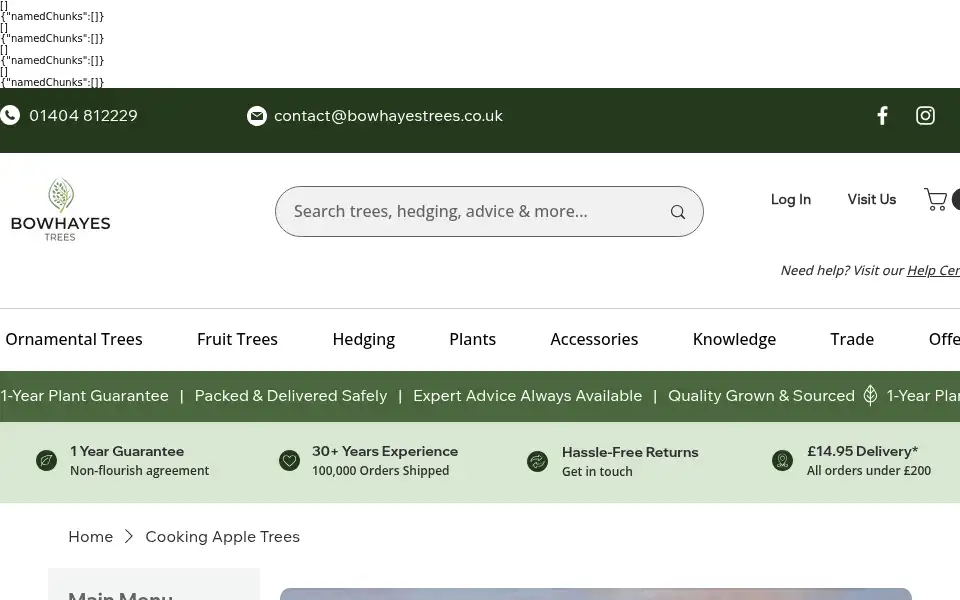 Screenshot of bowhayestrees.co.uk