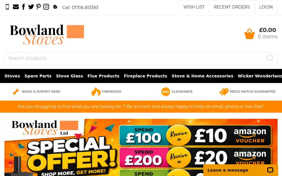 Screenshot of bowlandstoves.co.uk