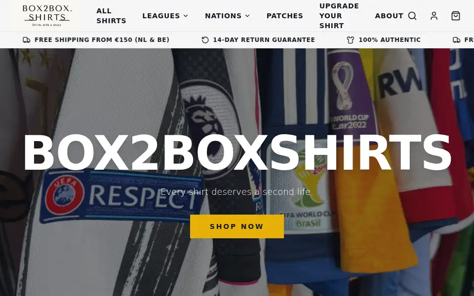 Screenshot of box2boxshirts.com