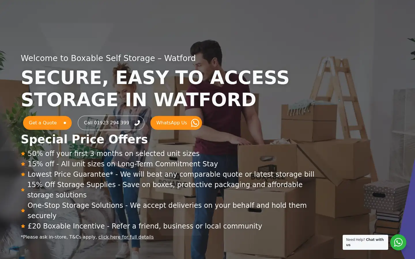 Screenshot of boxableselfstorage.co.uk