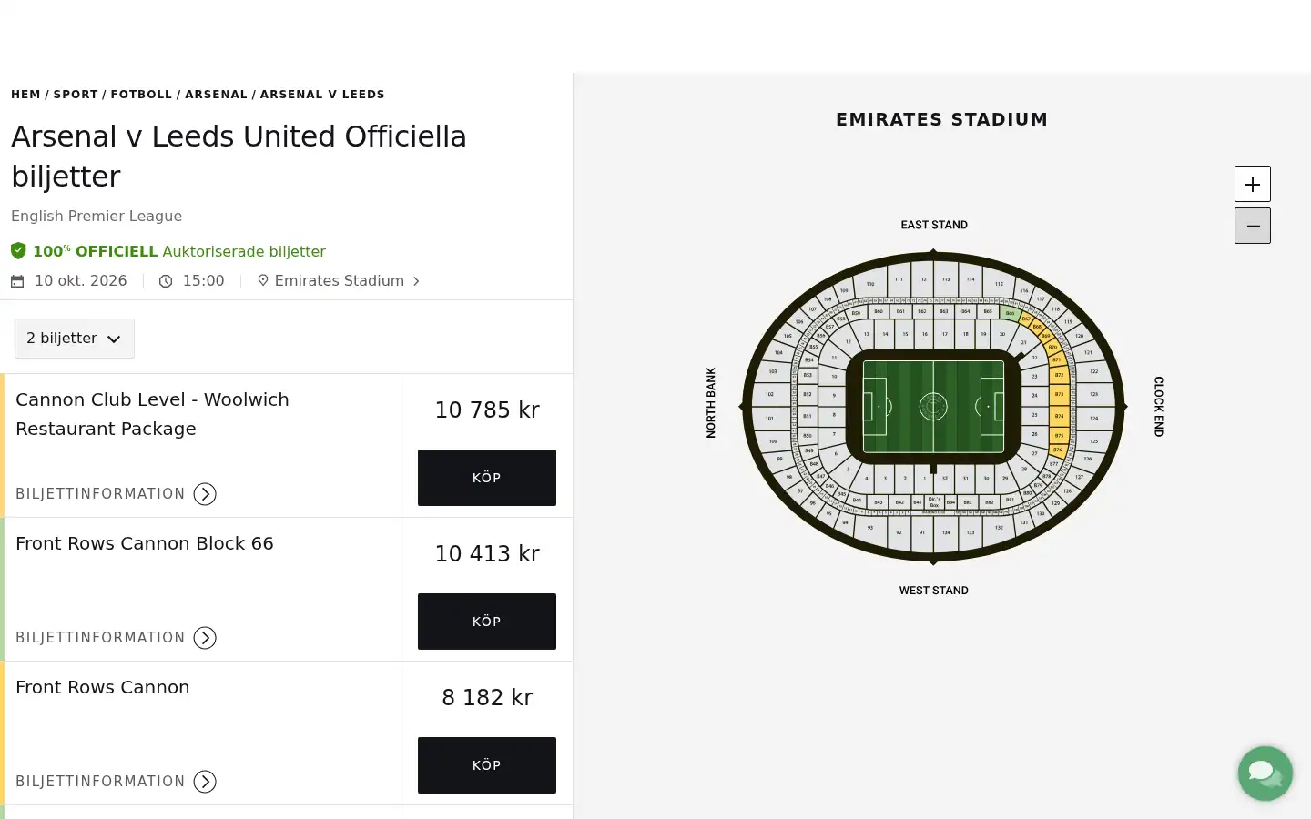 Screenshot of boxoffice.se