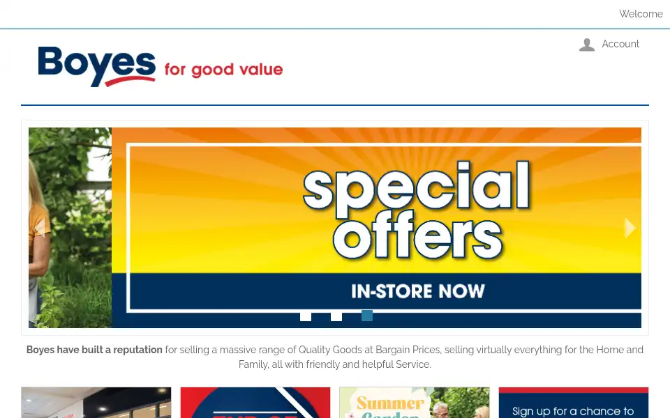 Screenshot of boyes.co.uk