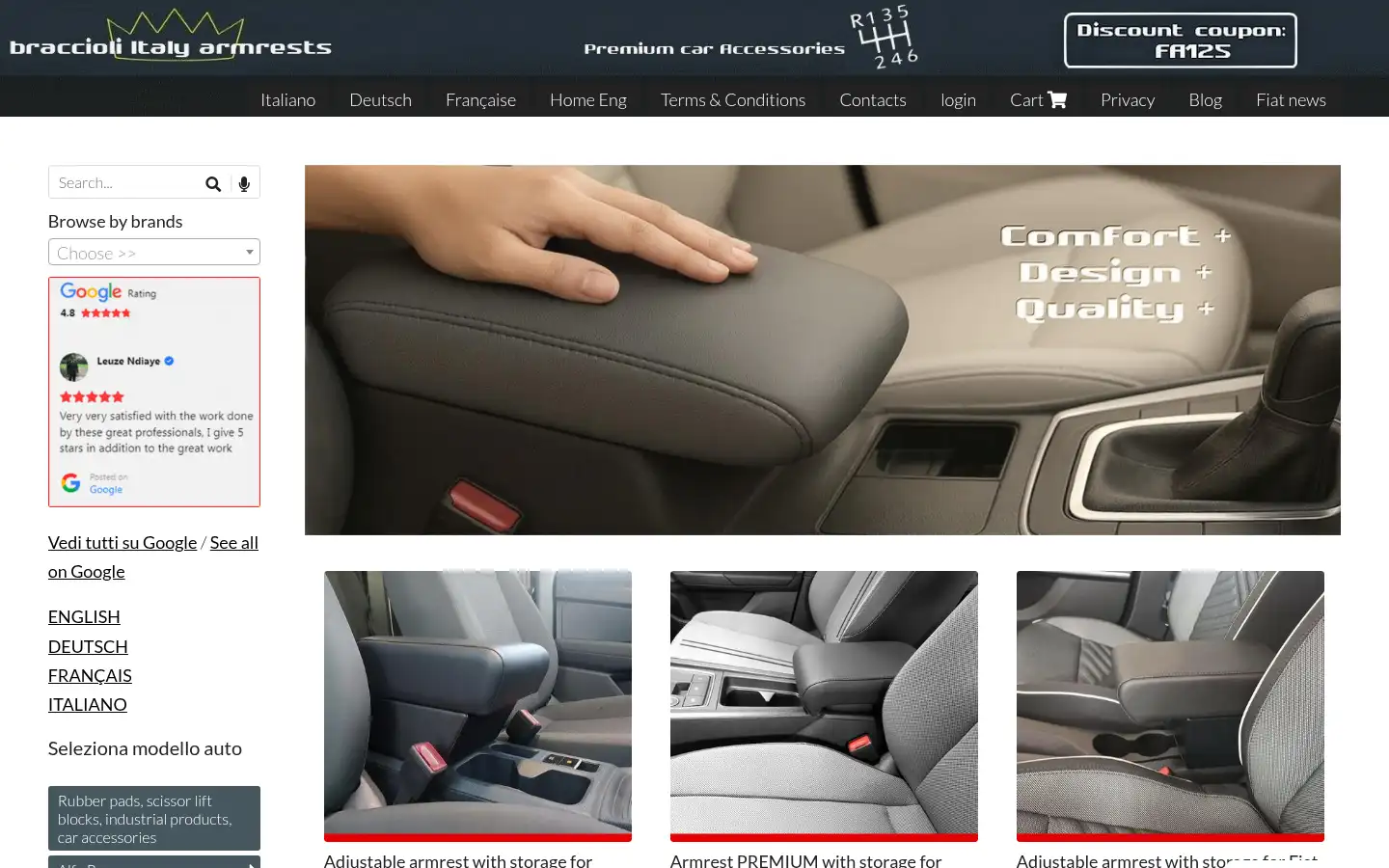 Screenshot of braccioli-italy-armrests.com