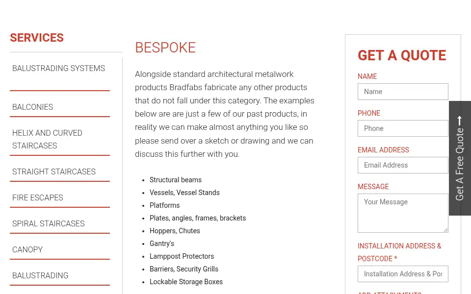 Screenshot of bradfabs.co.uk